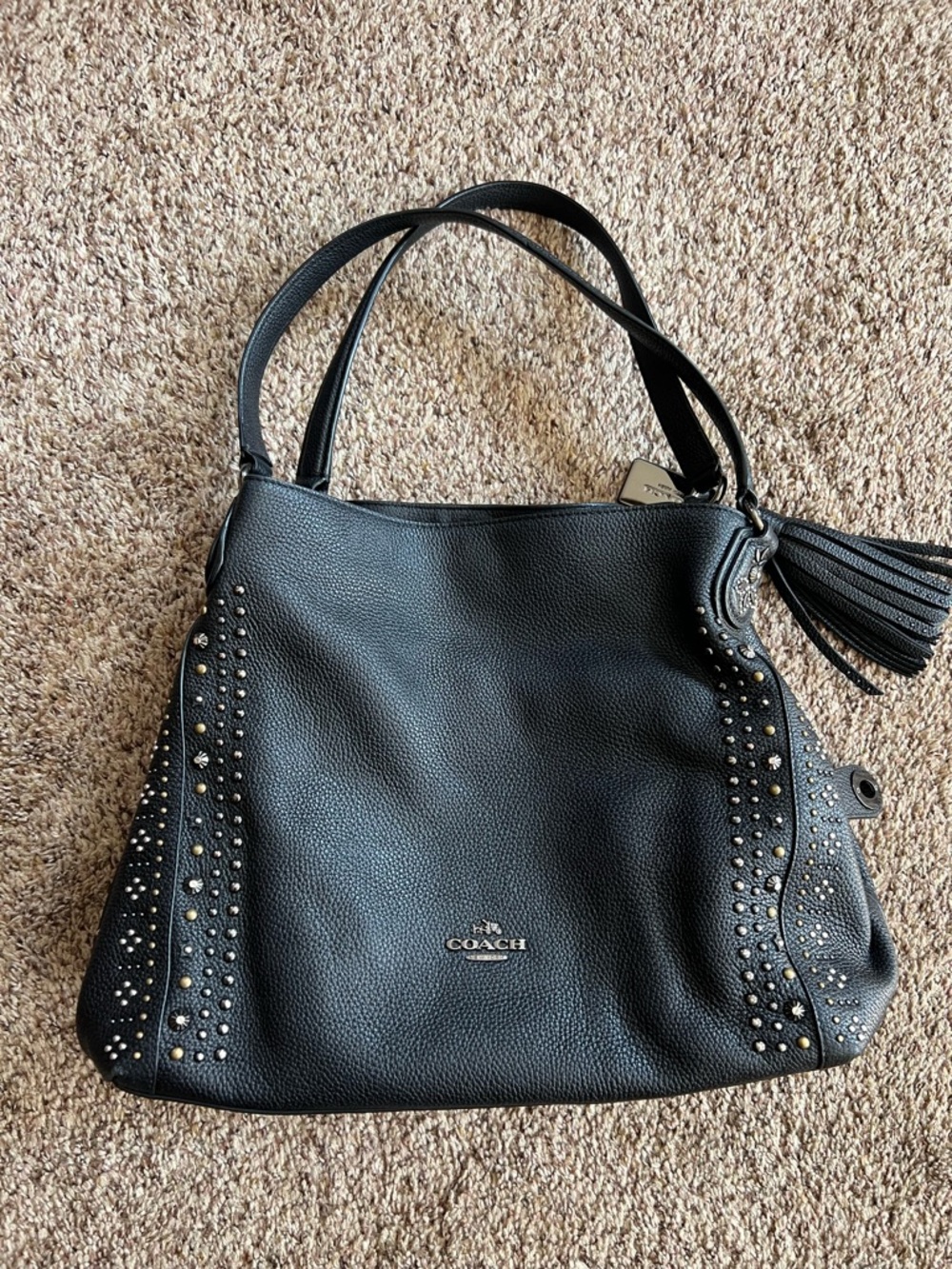 COACH Bandana Rivet Edie 31 Shoulder Bag Black 55544 Women's Used